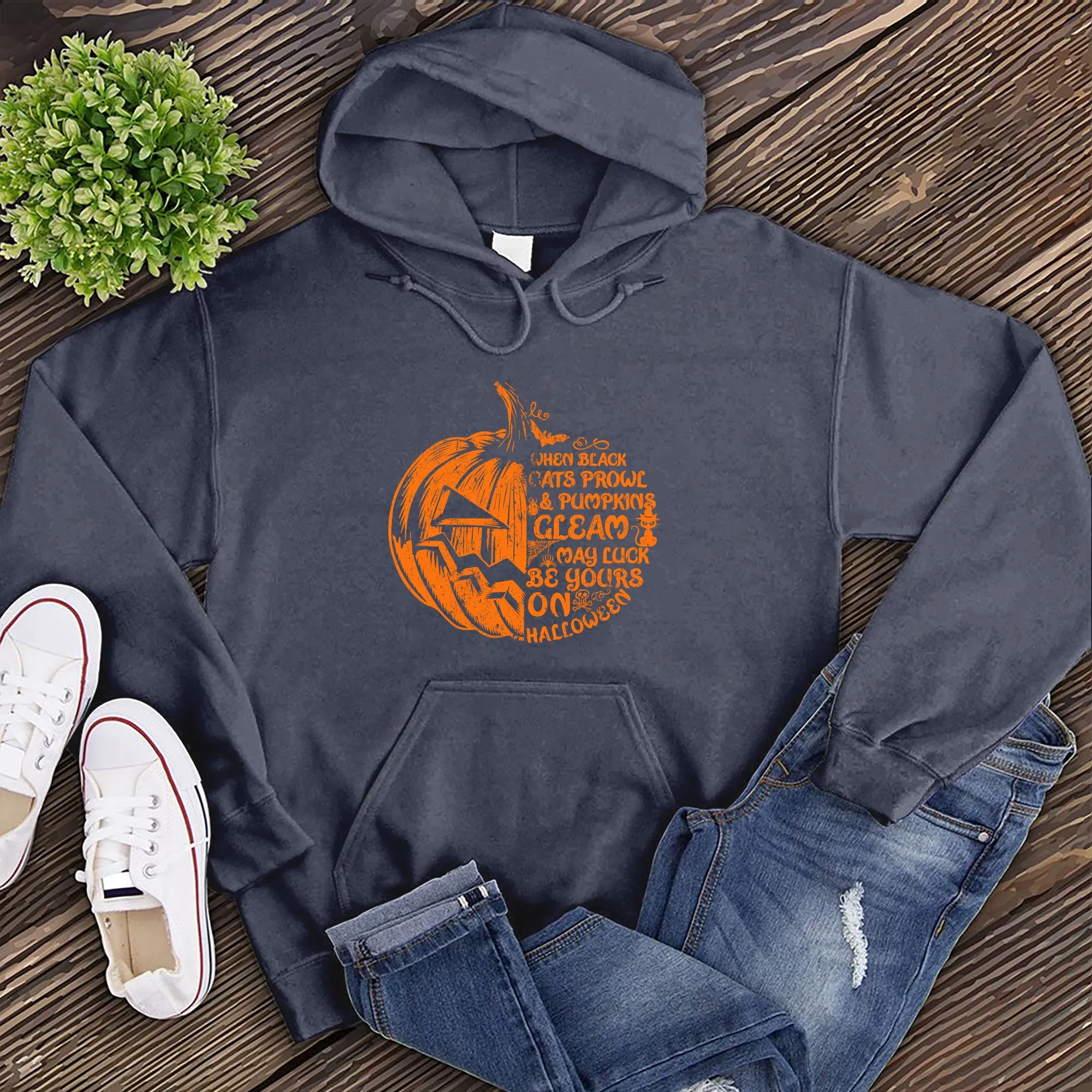 Cats Prowl and Pumpkins Gleam Hoodie
