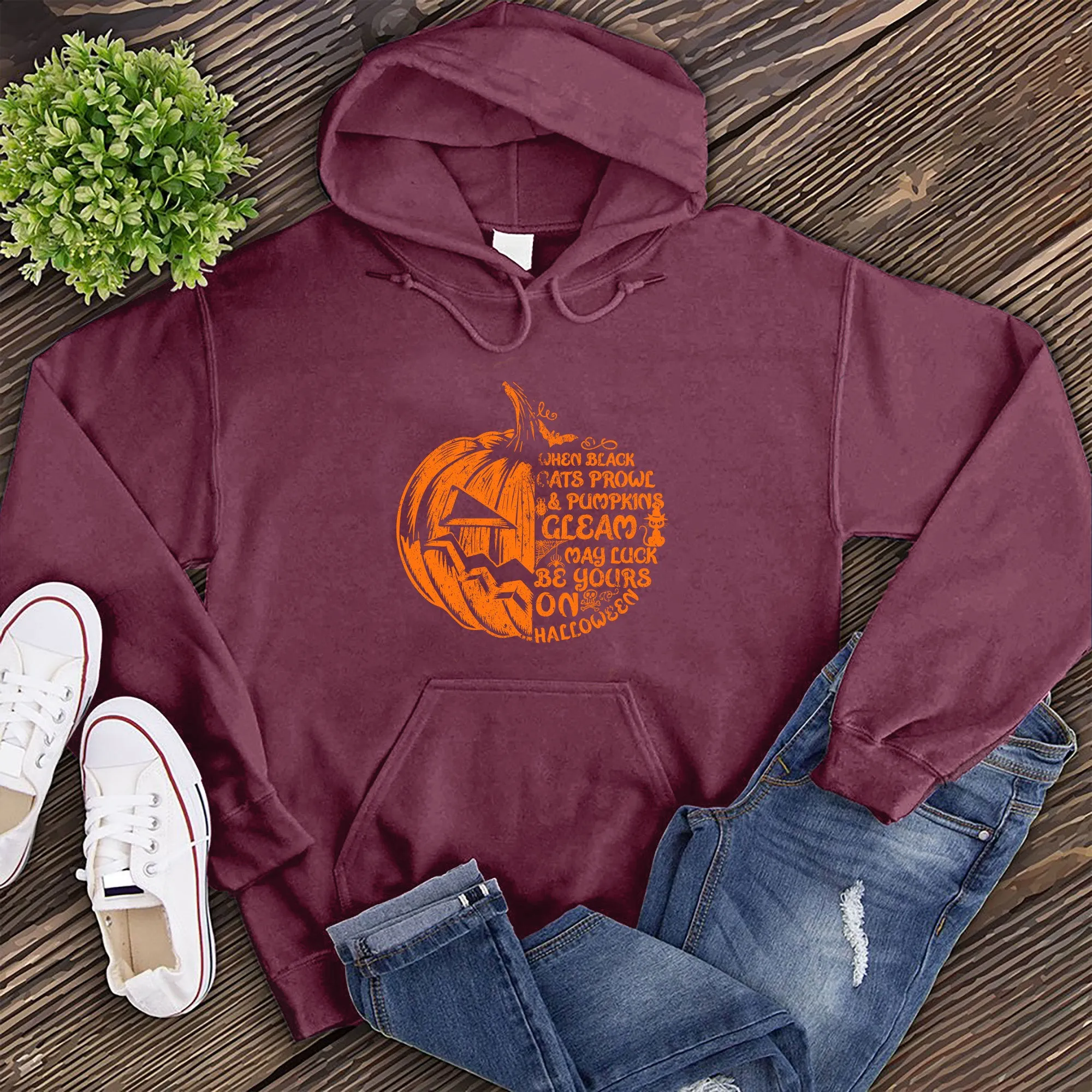 Cats Prowl and Pumpkins Gleam Hoodie