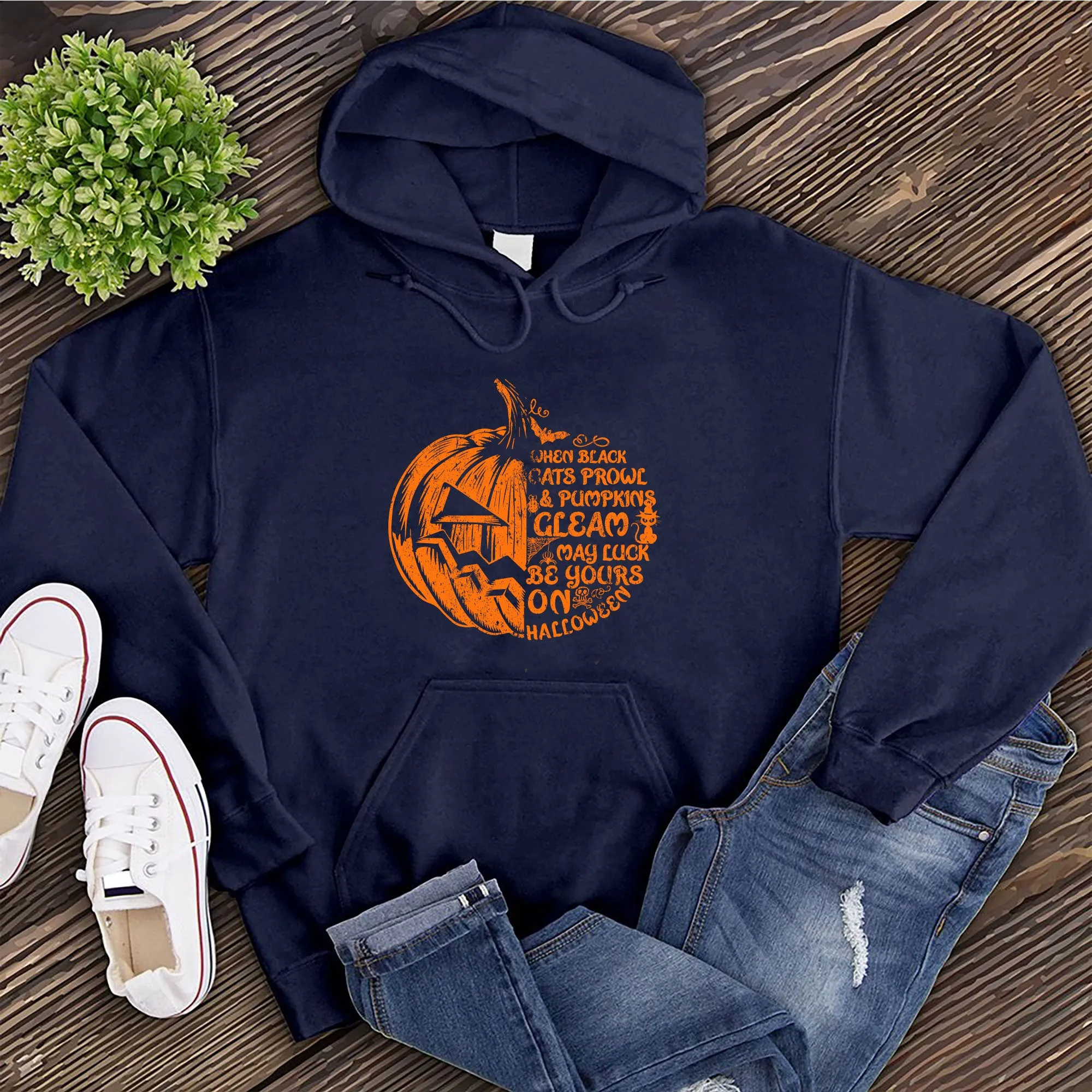 Cats Prowl and Pumpkins Gleam Hoodie