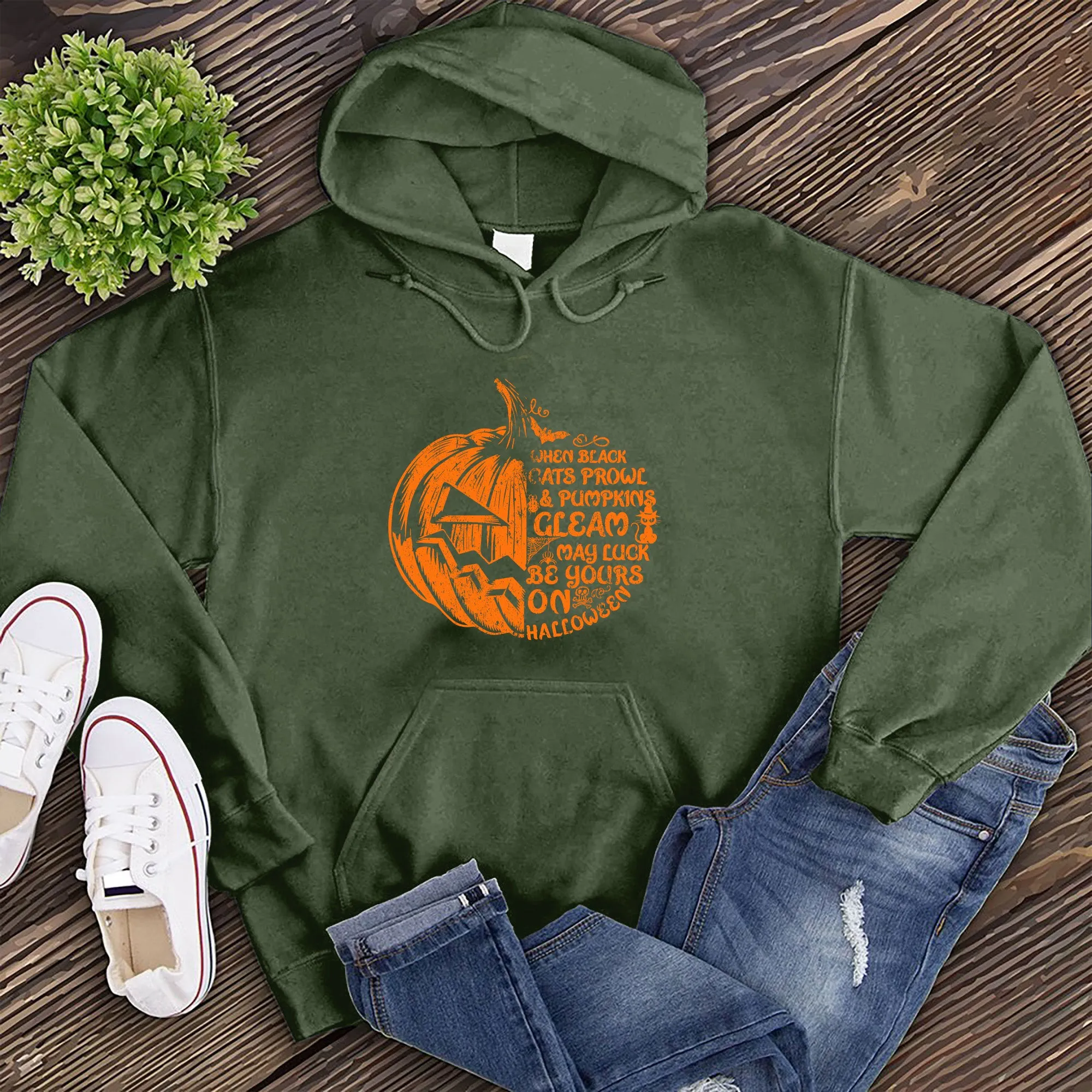 Cats Prowl and Pumpkins Gleam Hoodie