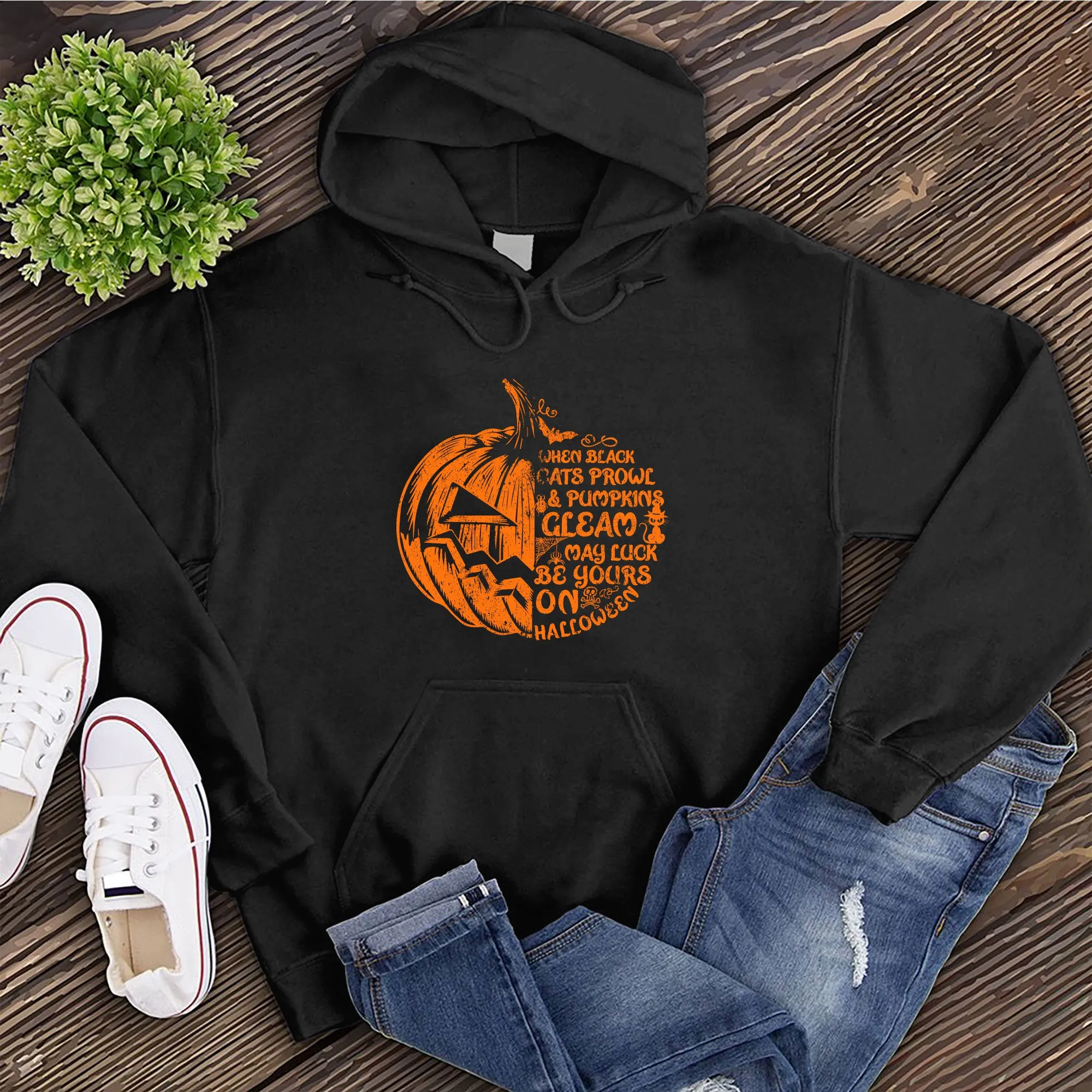Cats Prowl and Pumpkins Gleam Hoodie