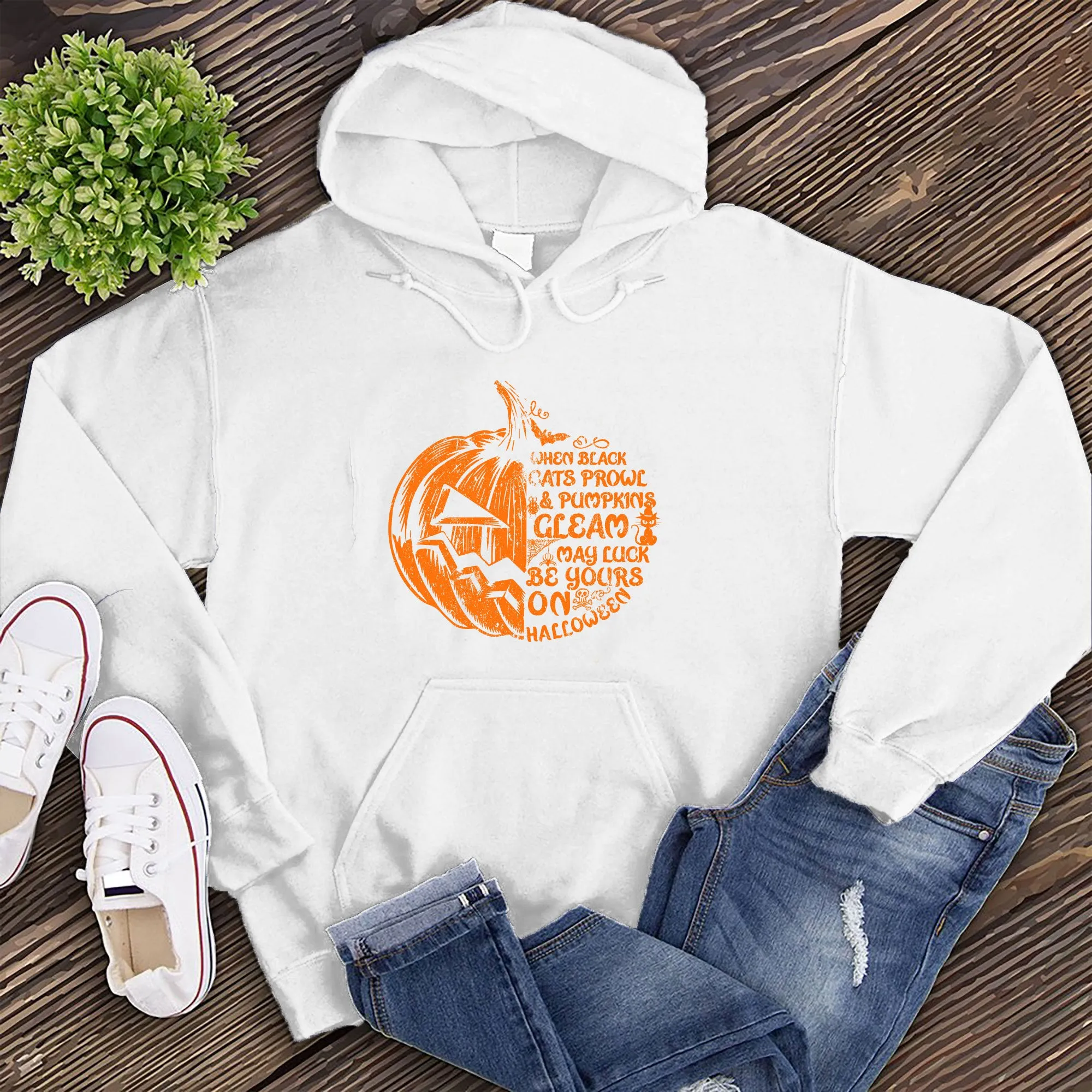 Cats Prowl and Pumpkins Gleam Hoodie