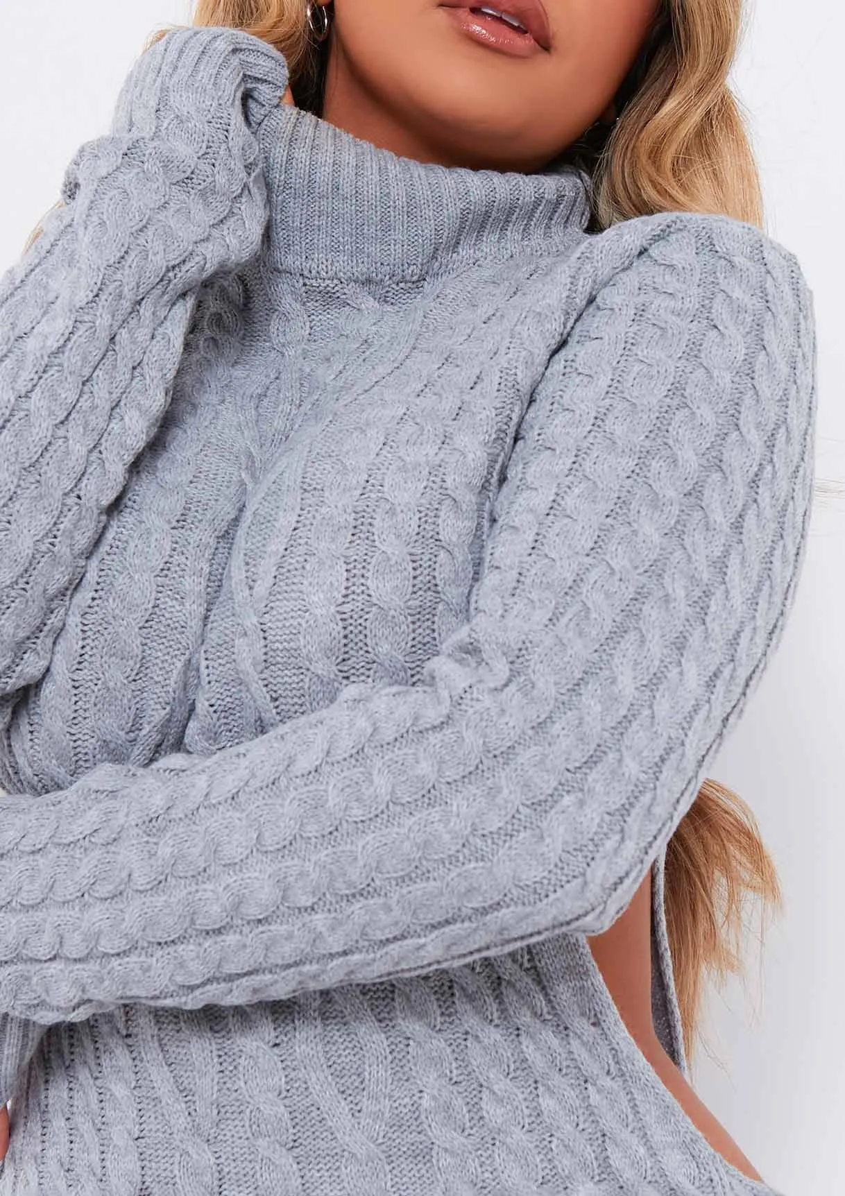 Cecilia Grey Cut Out Knitted Dress