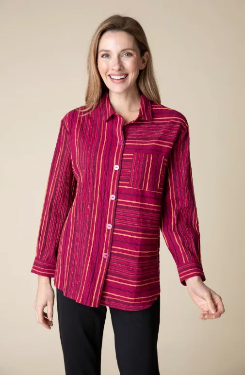 Change Your Stripes Boyfriend Pocket Shirt - Apple