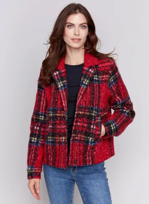 Charlie B - Short Boucle Moto Jacket - Cranberry