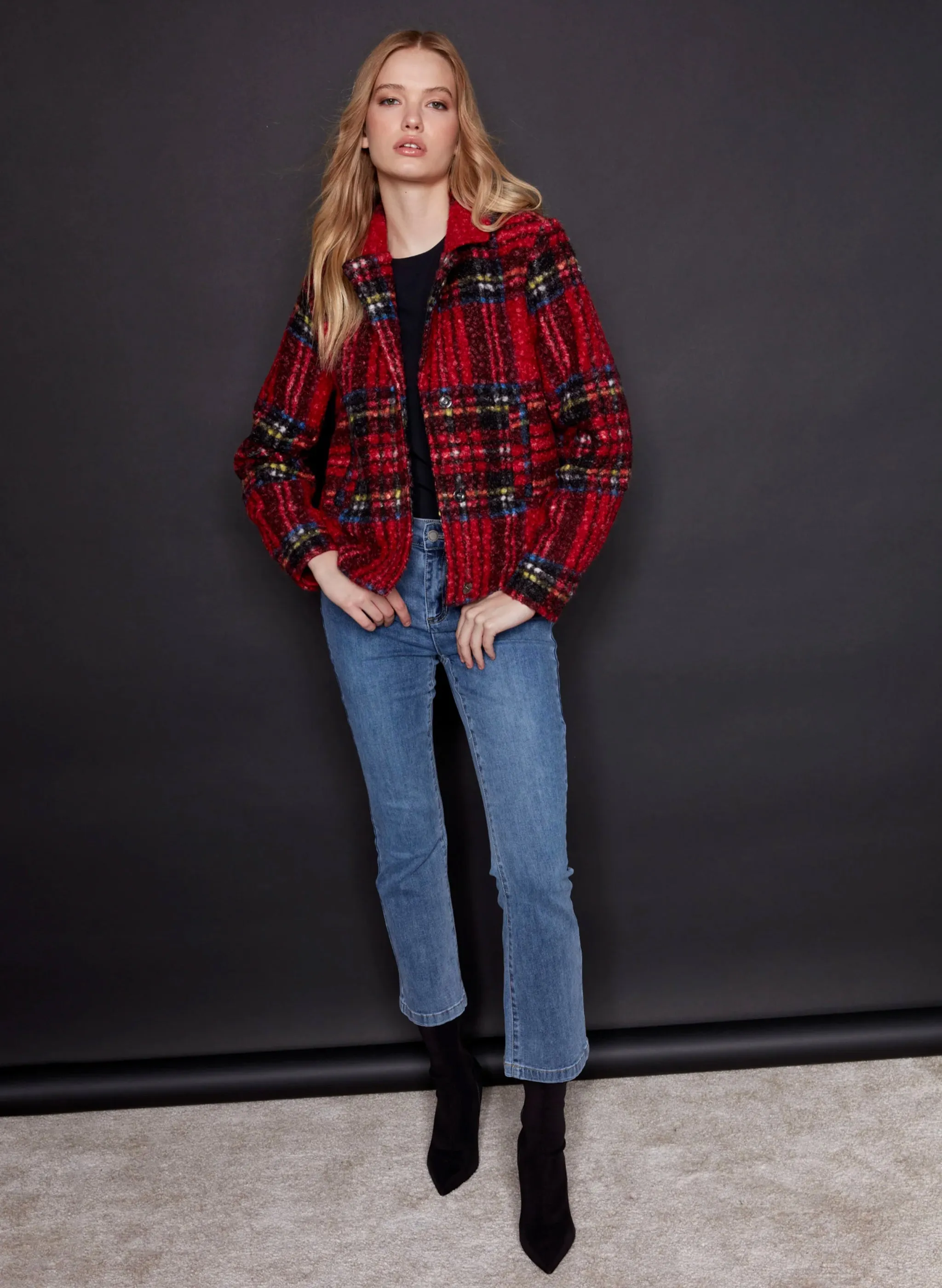 Charlie B - Short Boucle Moto Jacket - Cranberry