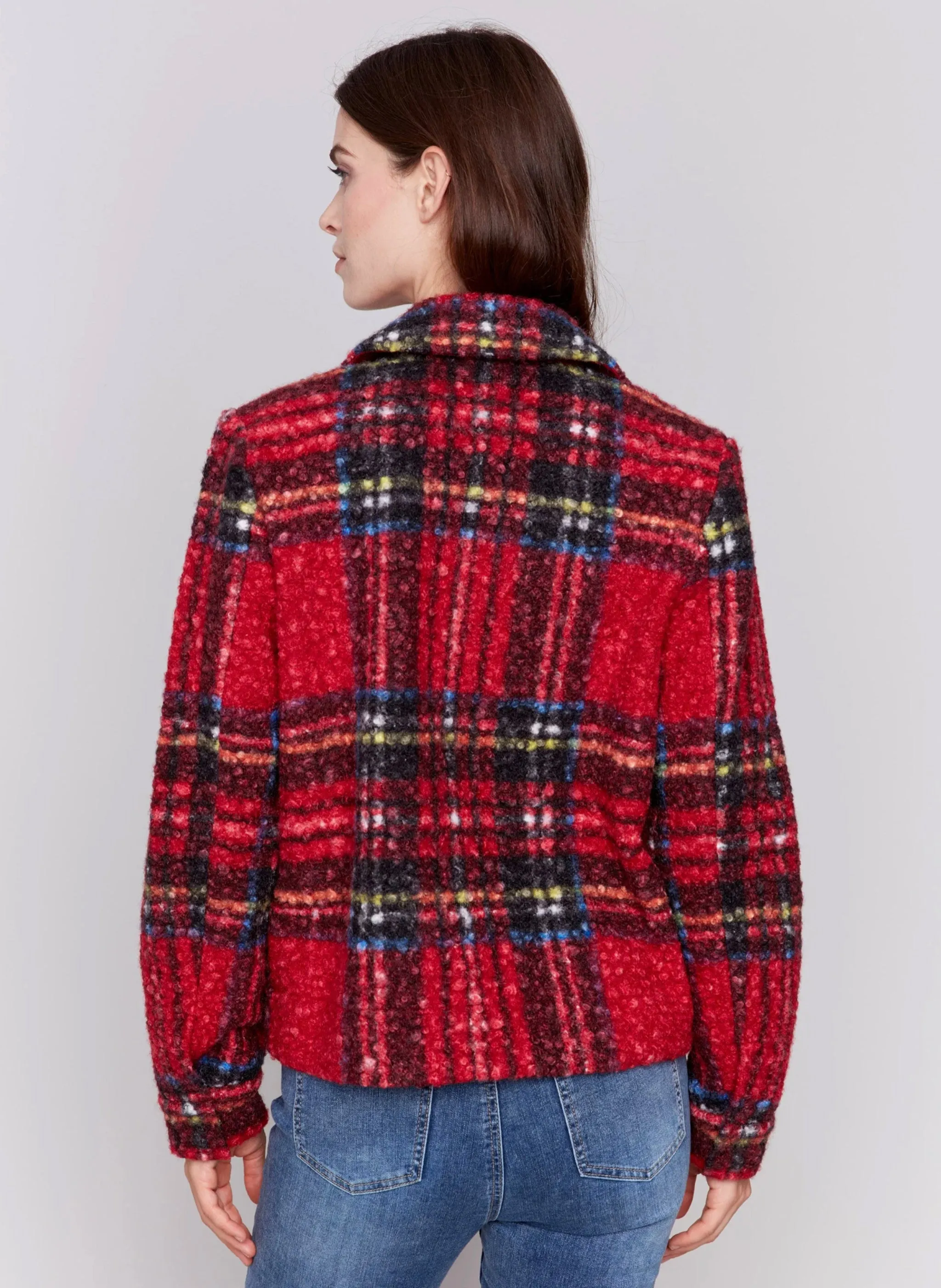 Charlie B - Short Boucle Moto Jacket - Cranberry