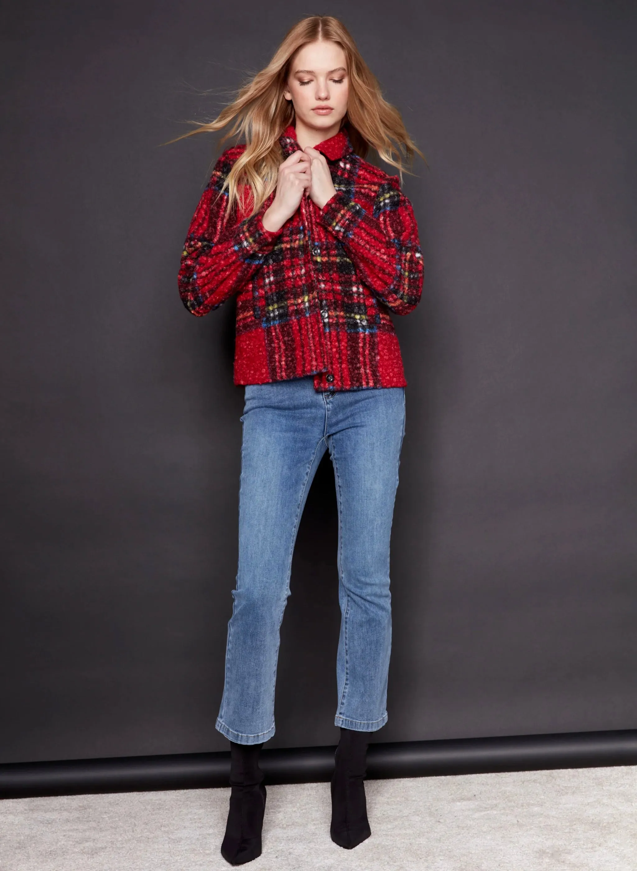Charlie B - Short Boucle Moto Jacket - Cranberry