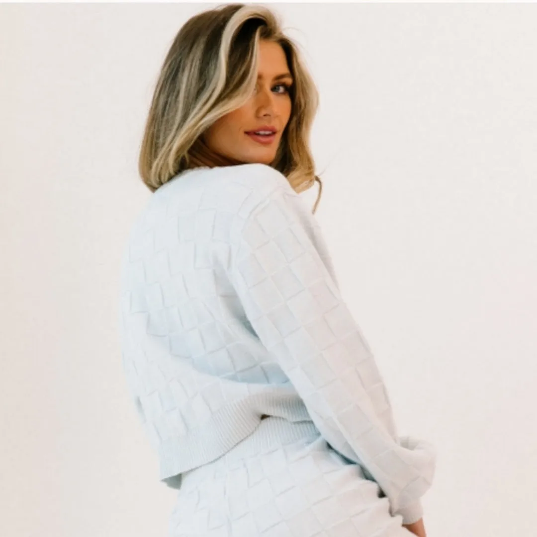 Check Knit Cardigan Sweater