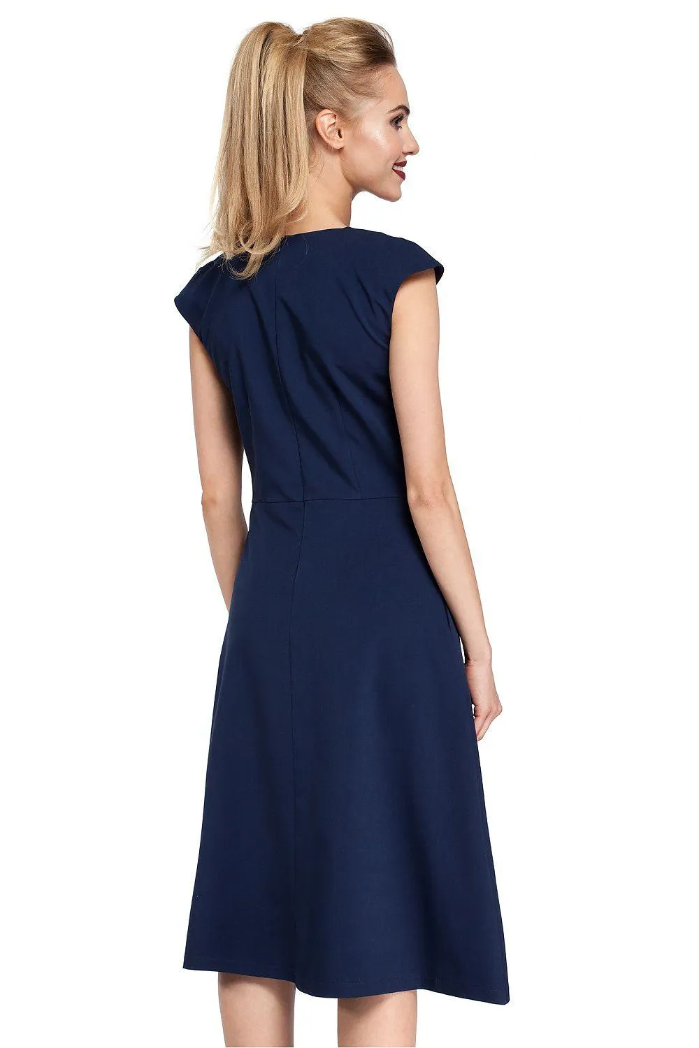 Chic Midi Dress with Unique Pleated A-Line Skirt