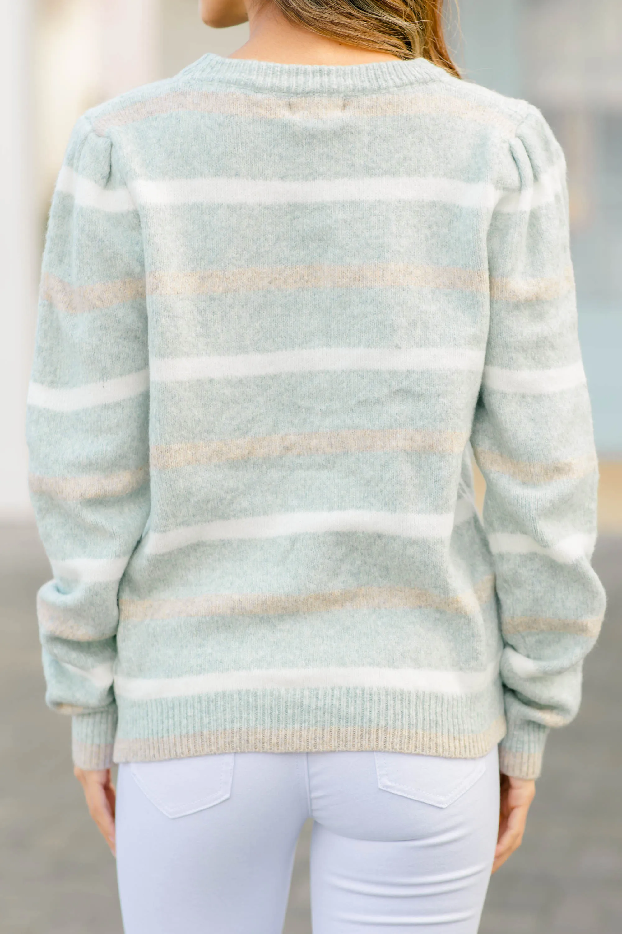 Classic Pop Mint Green Striped Sweater
