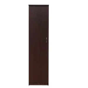 Coffee Brown Engineered Wood Single Door Wardrobe/Cupboard 4 Compartments, Drawer and Hanging Space for Clothes