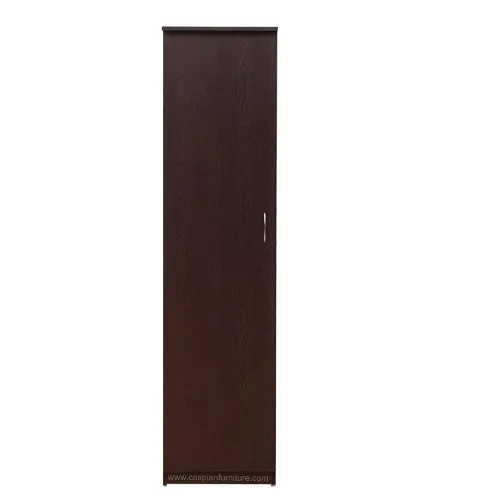 Coffee Brown Engineered Wood Single Door Wardrobe/Cupboard 4 Compartments, Drawer and Hanging Space for Clothes