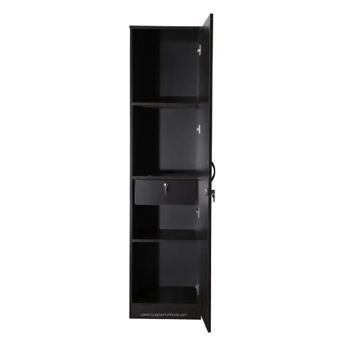 Coffee Brown Engineered Wood Single Door Wardrobe/Cupboard, 4 Compartments