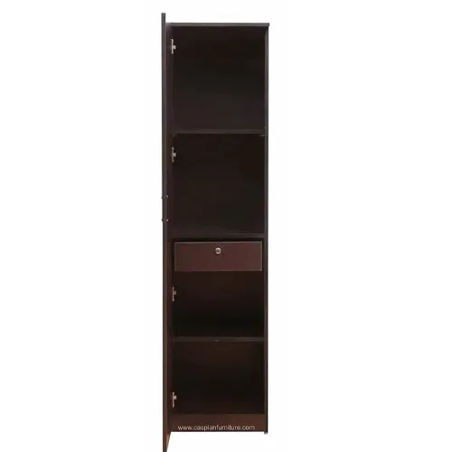 Coffee Brown Wood Single Door Wardrobe/Cupboard with Mirror,4