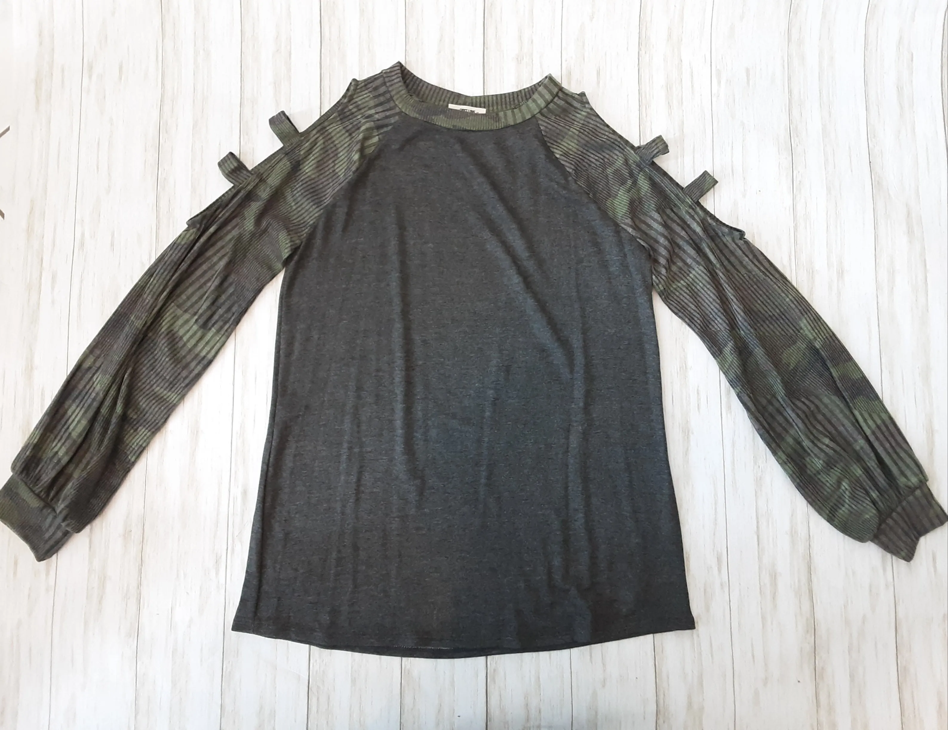 Cold Shoulder Ladder Sleeve Shirt | First Love