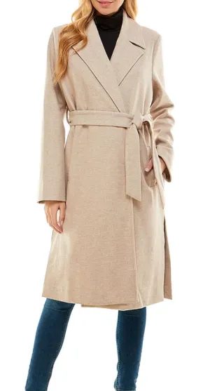Collared Wool Tie Robe Coat