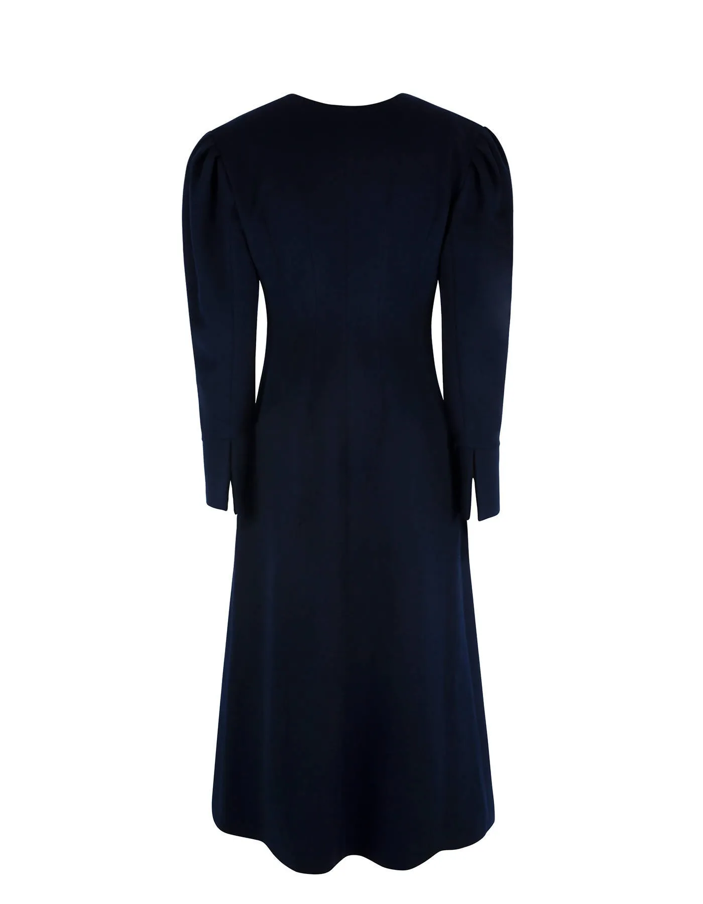 Collarless Long Wool Coat