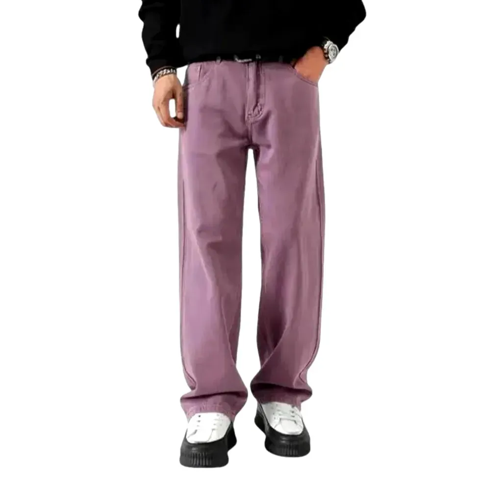 Colored slouchy boho style men's denim pants