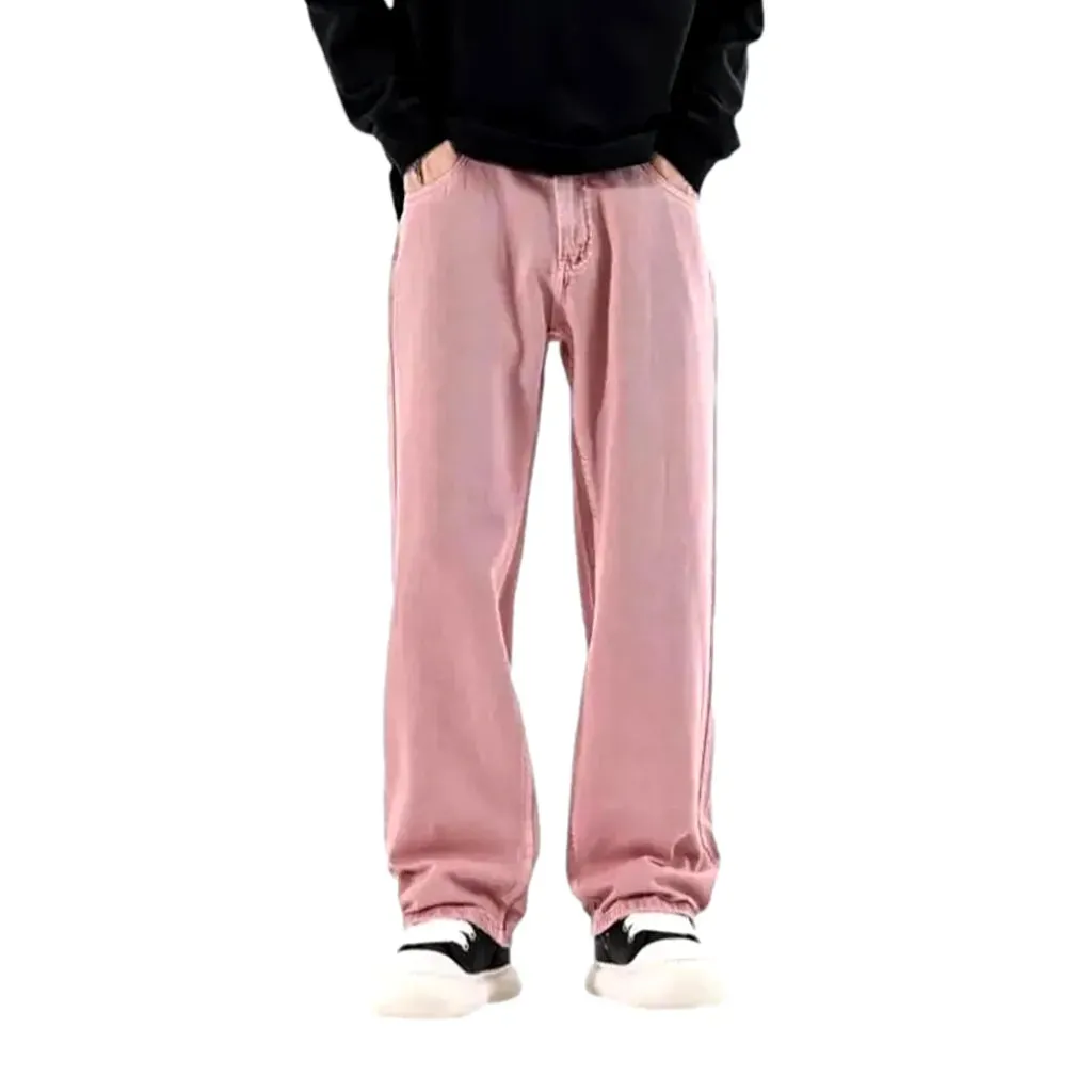Colored slouchy boho style men's denim pants