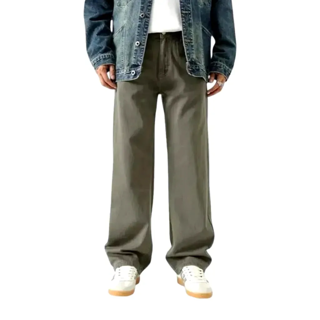 Colored slouchy boho style men's denim pants