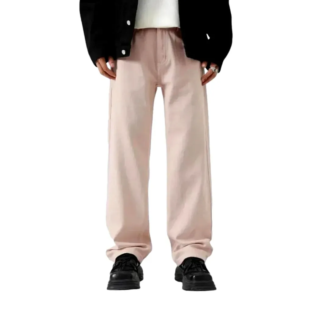 Colored slouchy boho style men's denim pants