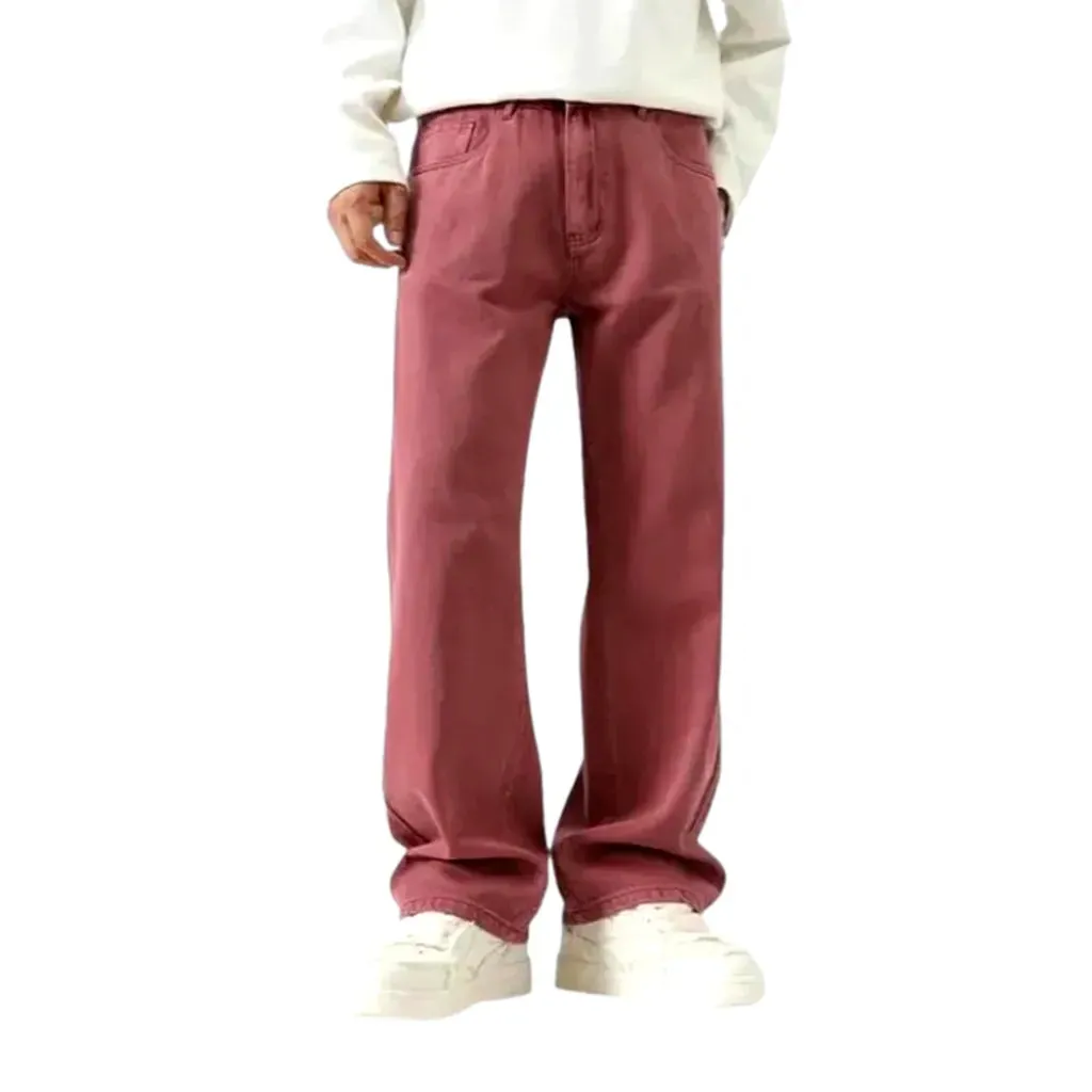Colored slouchy boho style men's denim pants