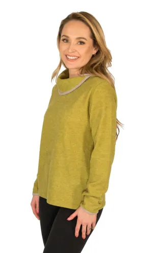 Contrast Trim Cowl Neck