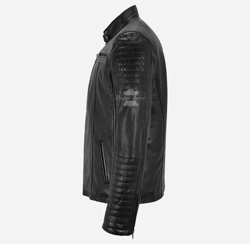 Conveyer Biker Style Leather Jacket For Mens Fashion Racer Jacket