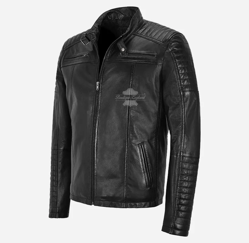 Conveyer Biker Style Leather Jacket For Mens Fashion Racer Jacket