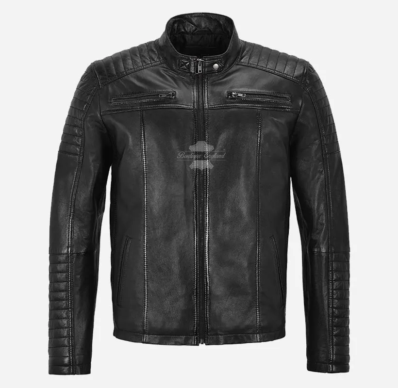 Conveyer Biker Style Leather Jacket For Mens Fashion Racer Jacket