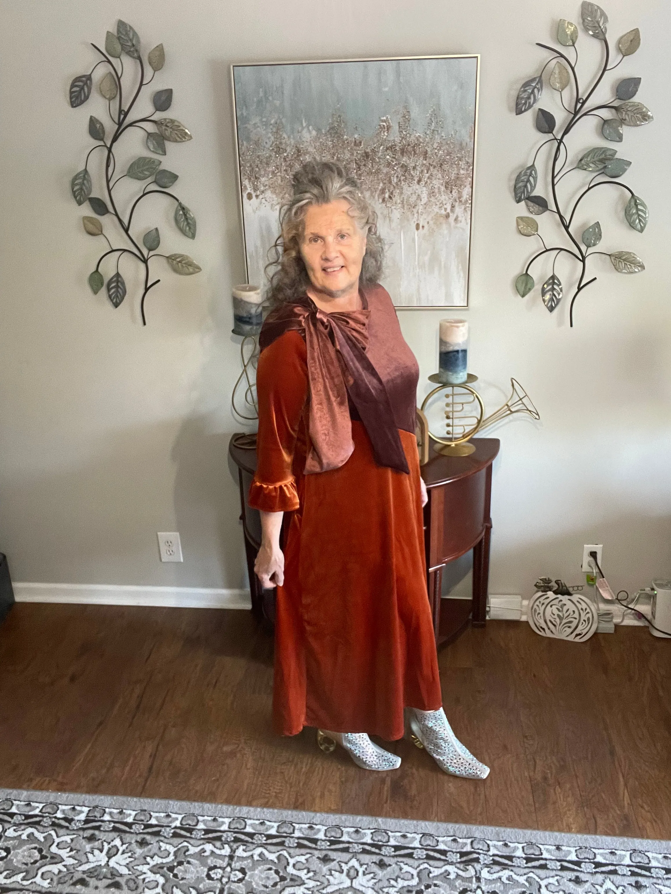 Copper/Brown Velvet Dress. S-3X.  Can Be Returned For Exchange Only!