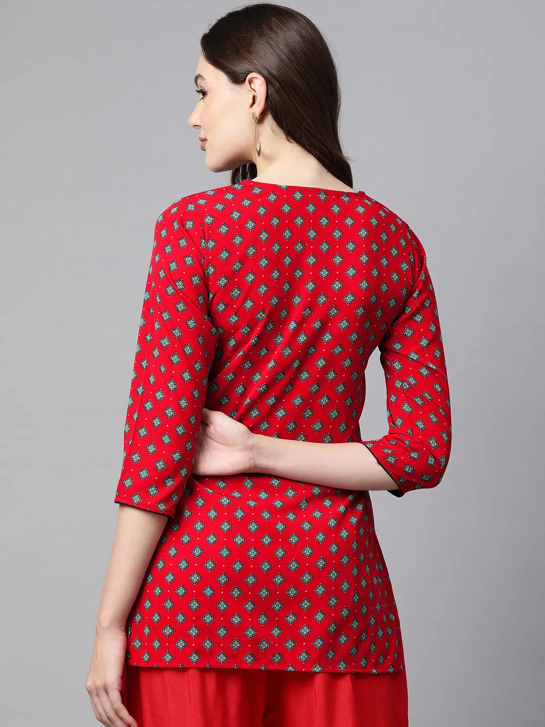 Cottinfab Printed Crepe Longline Top