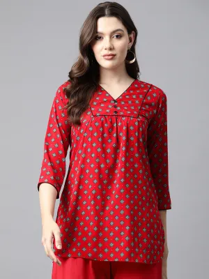 Cottinfab Printed Crepe Longline Top