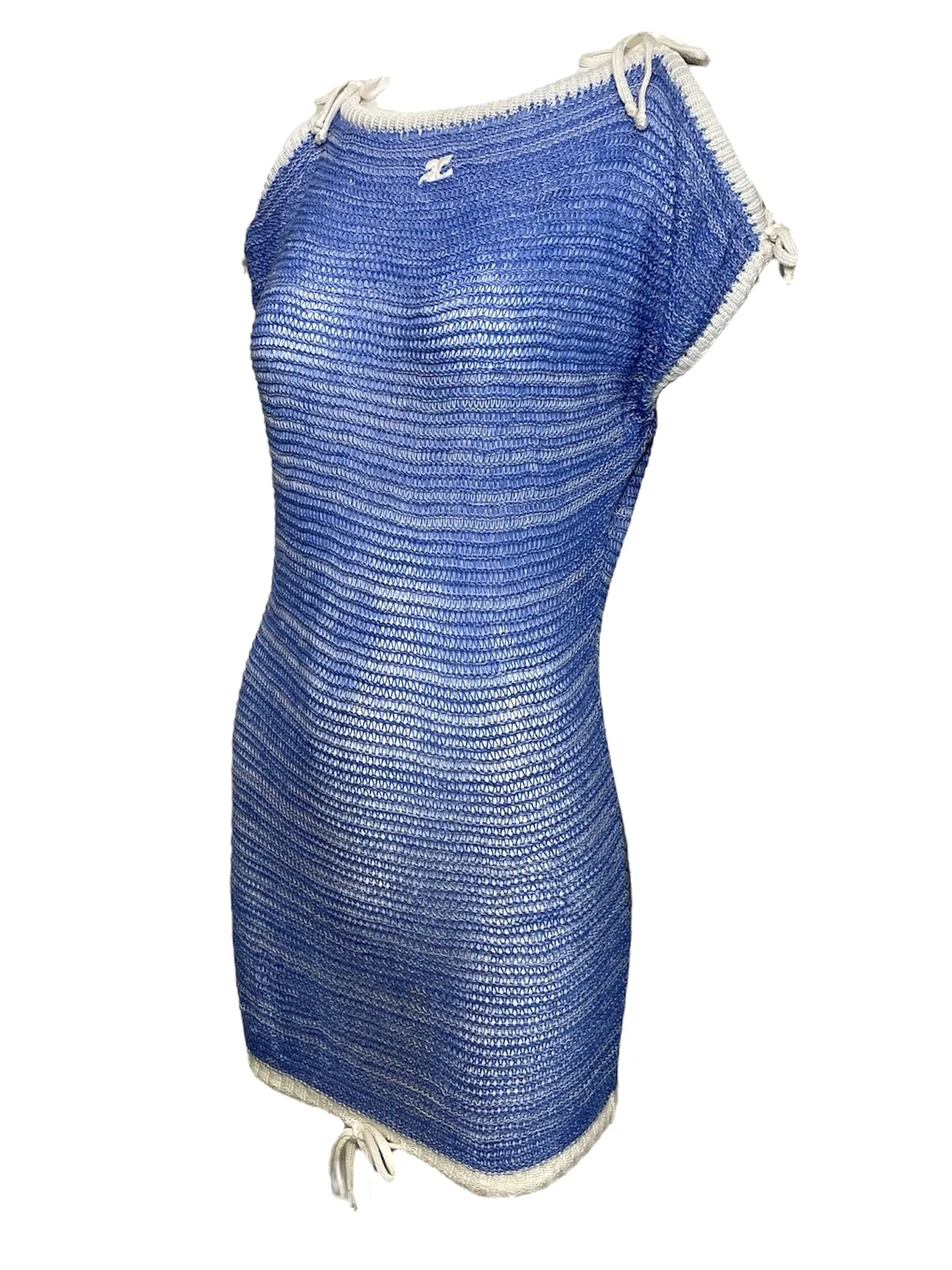 Courrèges Late 1970s Blue Space Dye Knit Dress