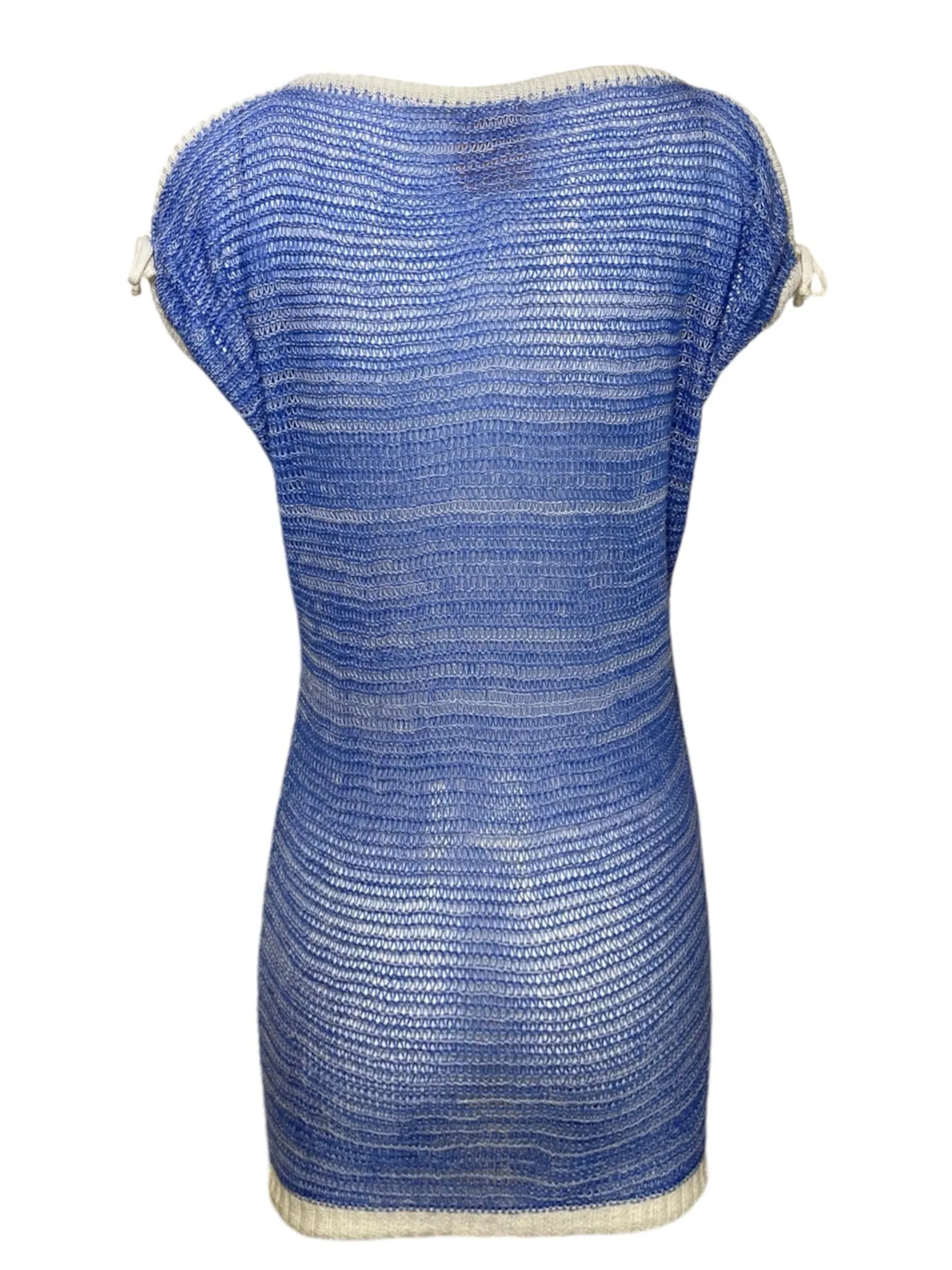Courrèges Late 1970s Blue Space Dye Knit Dress