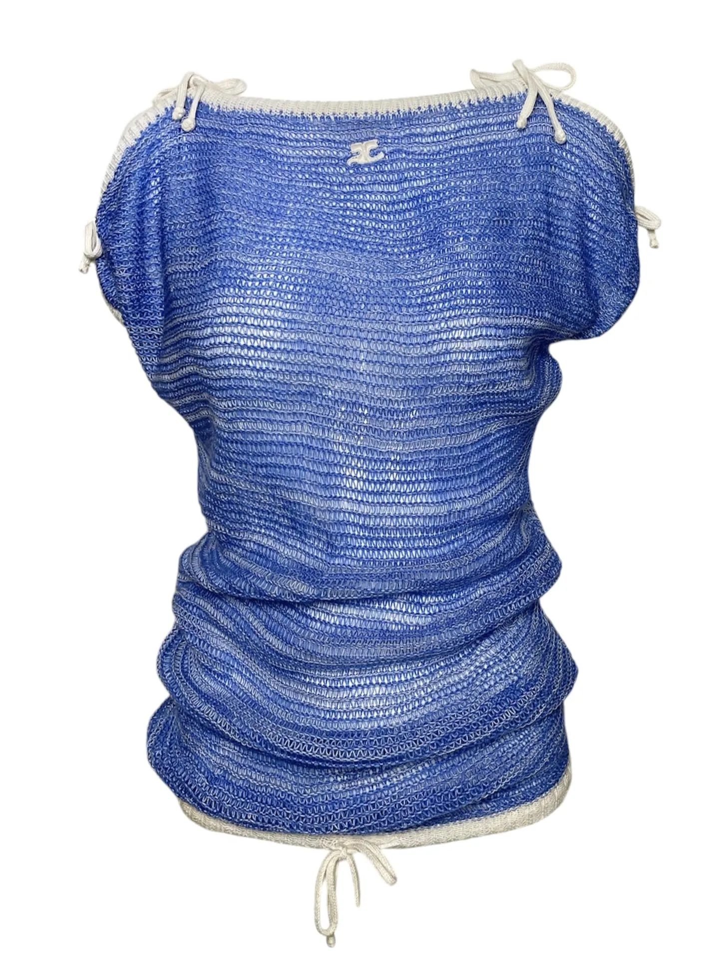 Courrèges Late 1970s Blue Space Dye Knit Dress