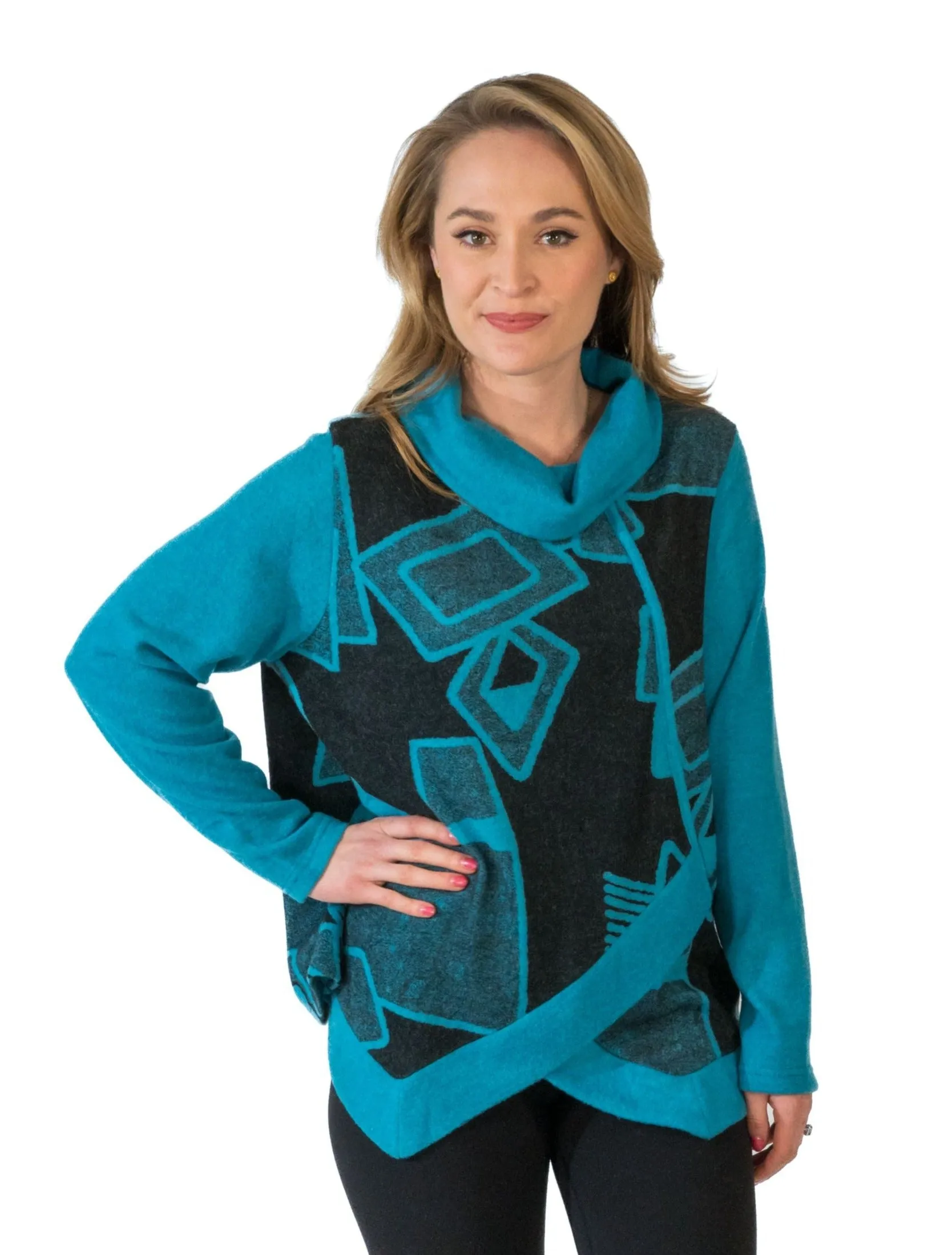Cowl Neck Notch Front Tunic