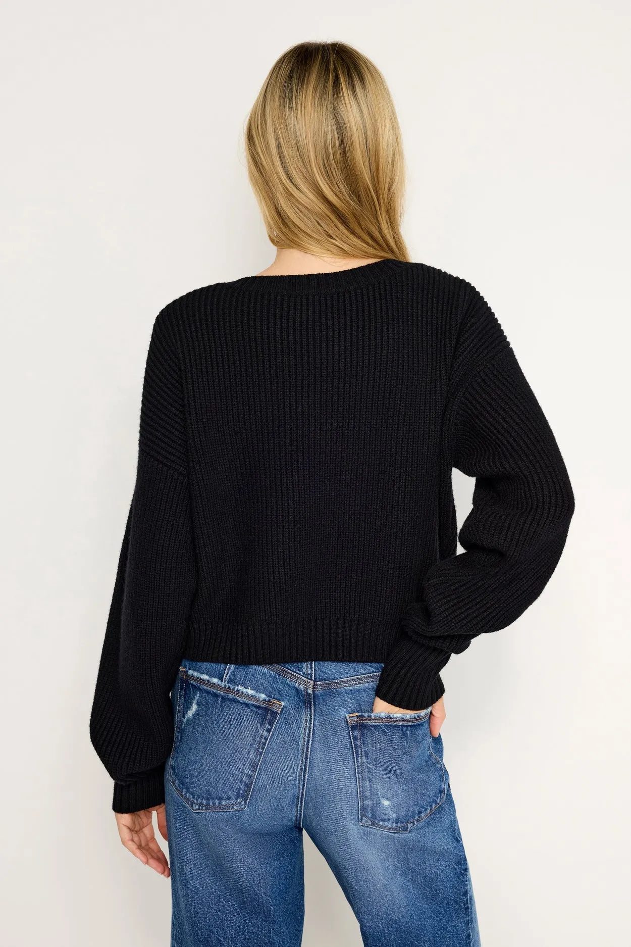 Cozy Deep V Neck Sweater | Black