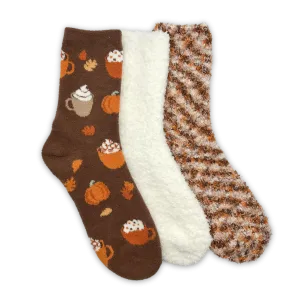 Cozy Harvest 3-Pack Fuzzy Crew Socks