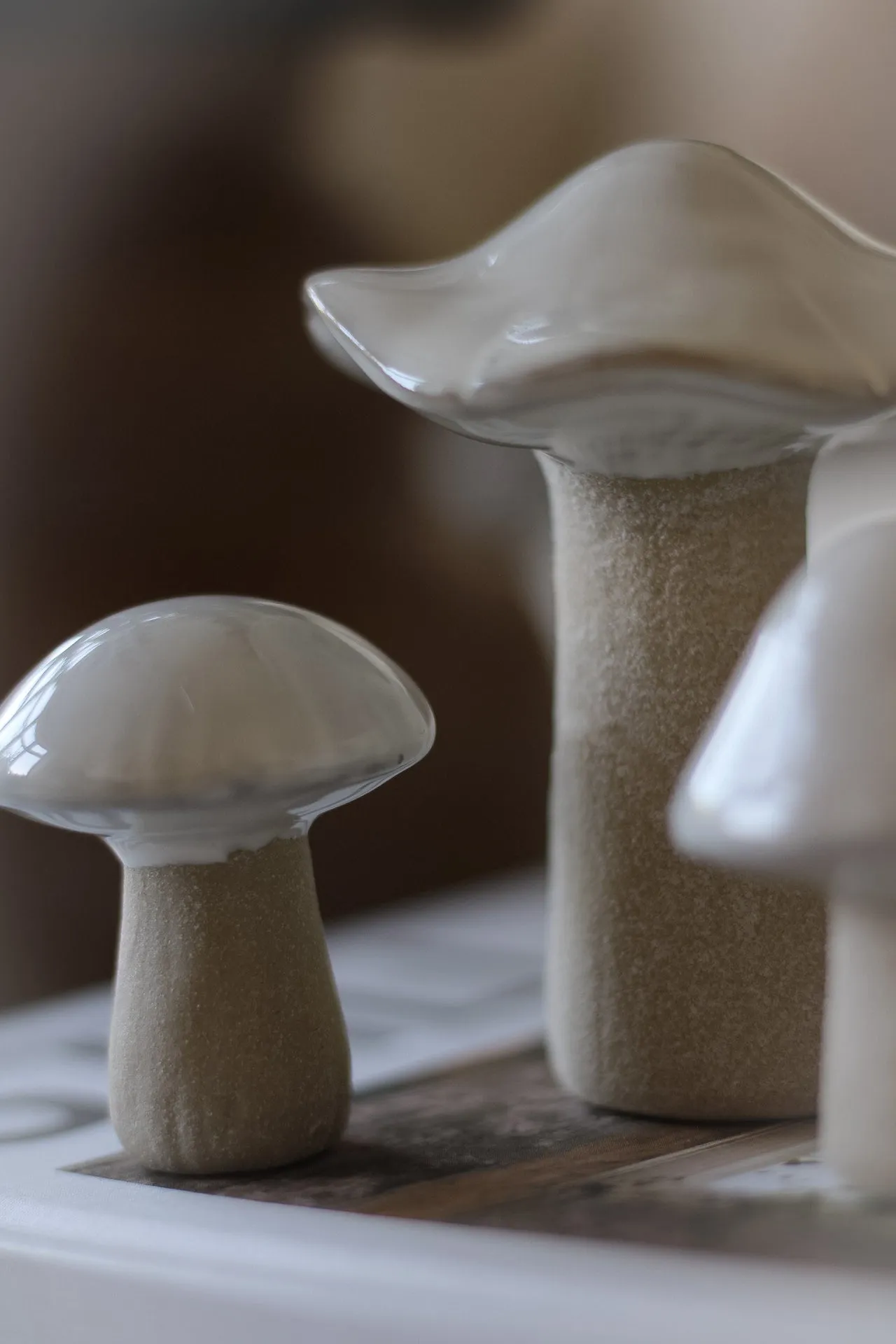 Cream Porcelain Mushrooms