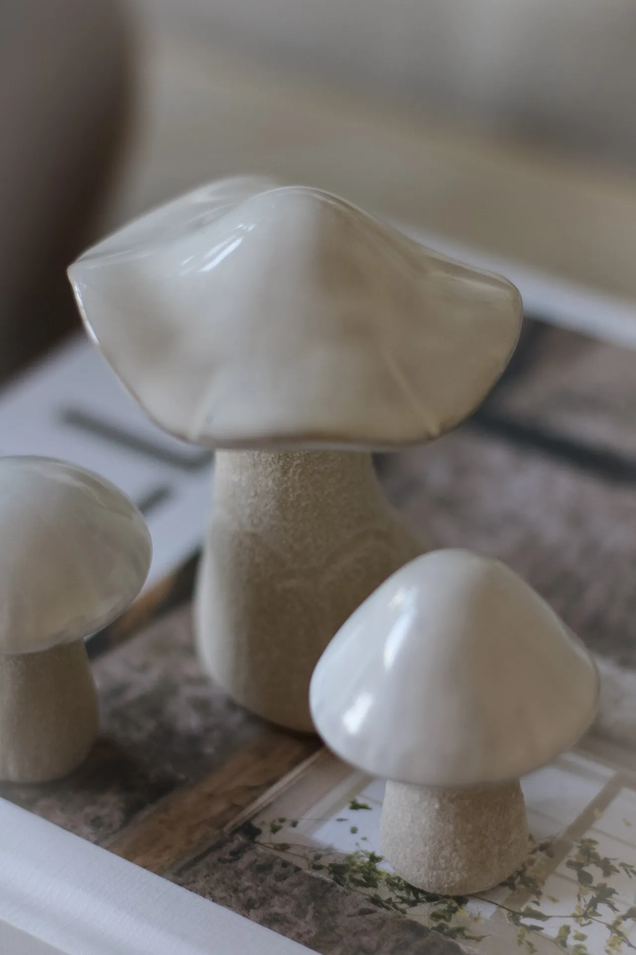 Cream Porcelain Mushrooms