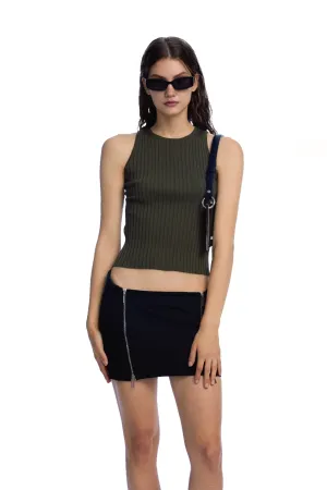 Crewneck Ribbed Knit Tank Top