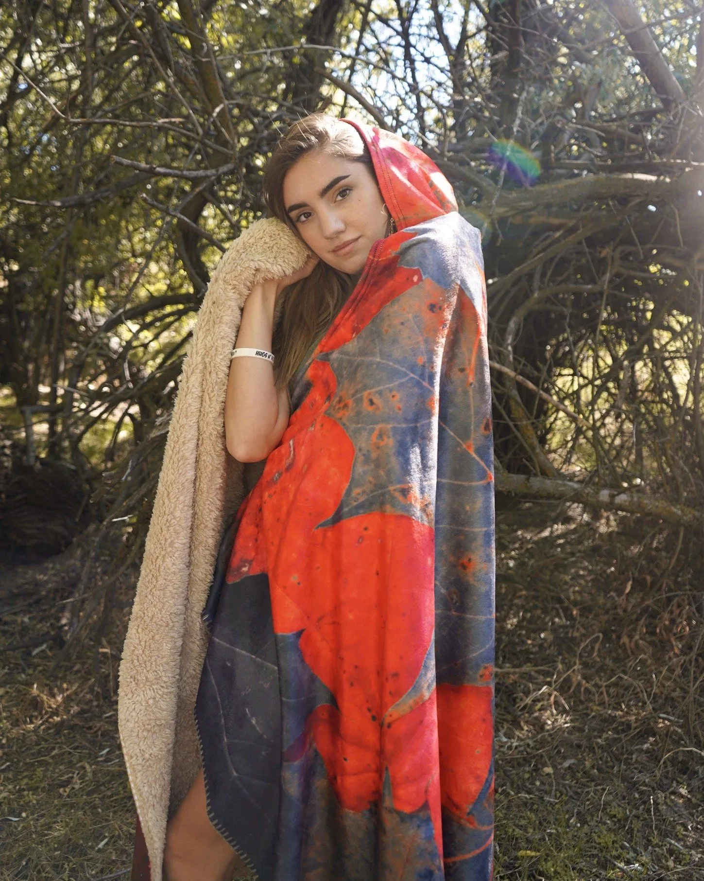 Crimson Fall Hooded Blanket