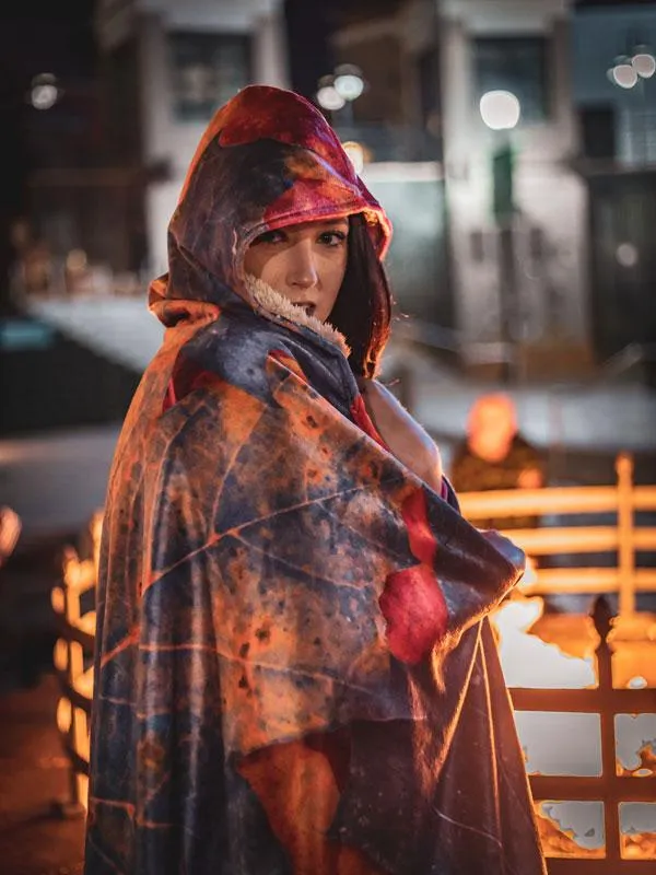 Crimson Fall Hooded Blanket