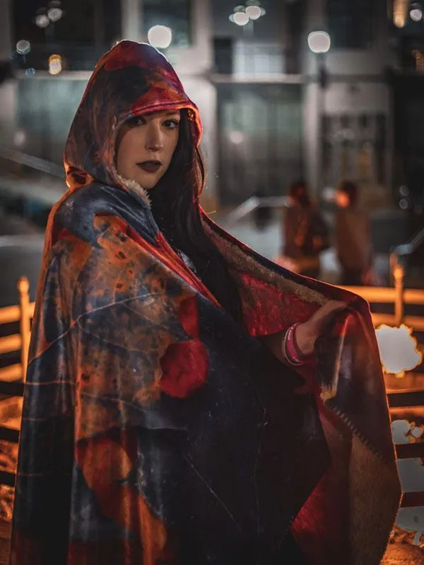 Crimson Fall Hooded Blanket