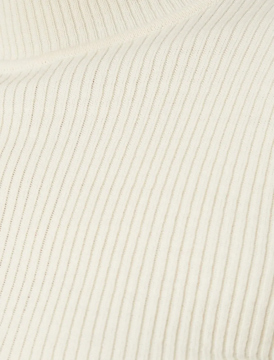 Crop Mock Neck Sweater in White