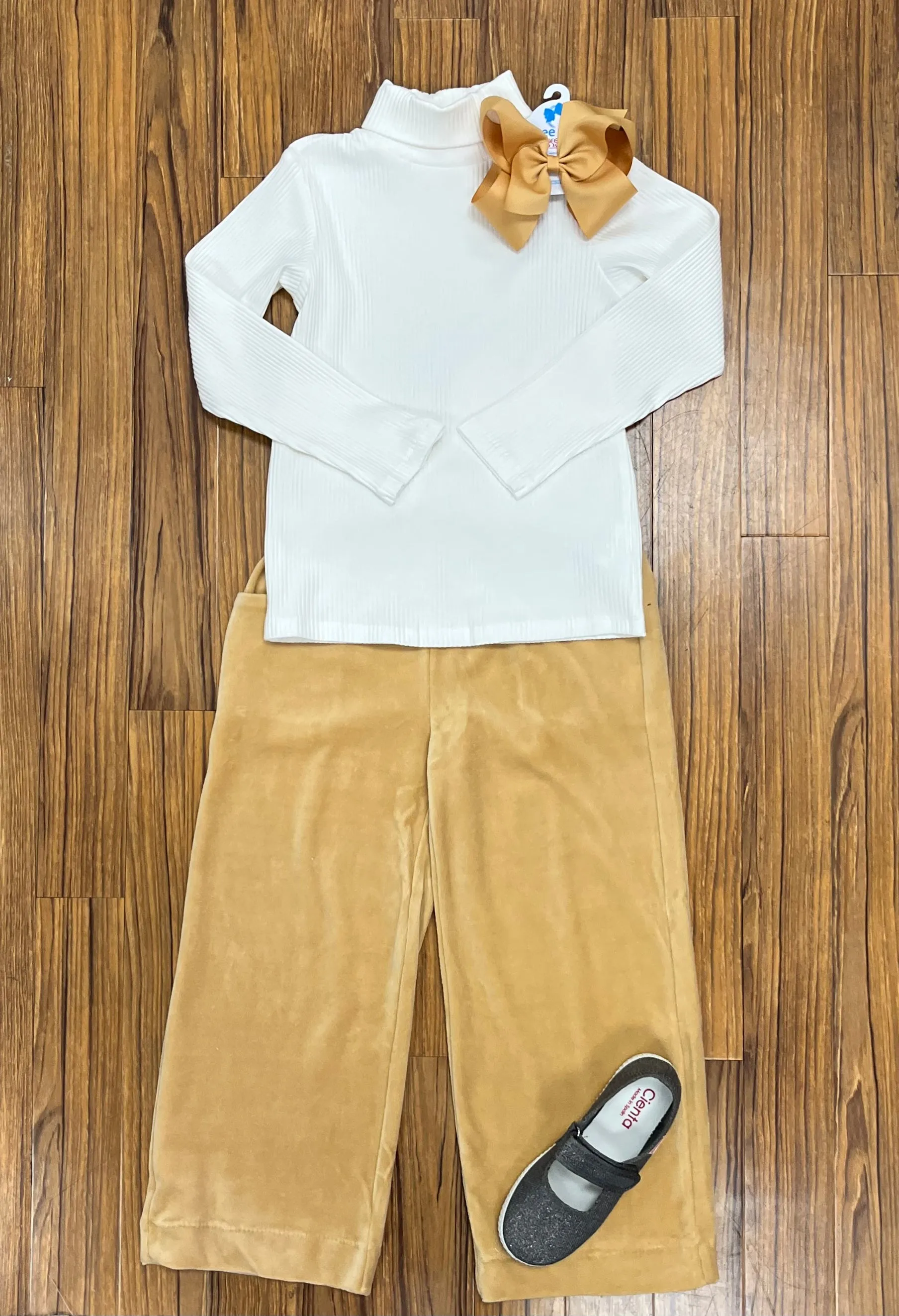 Cropped Palazzo Pants - Apricot Velour