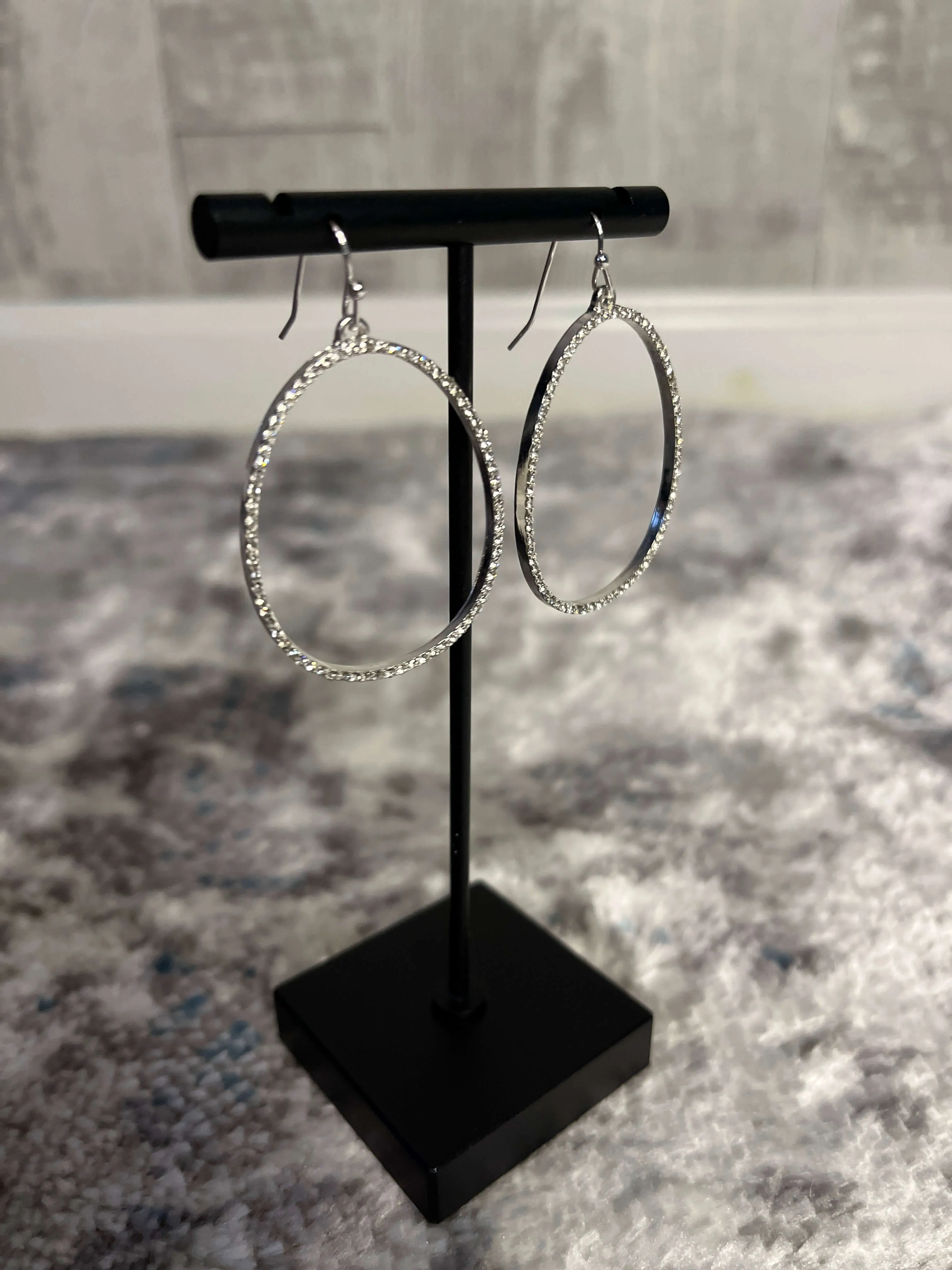 Crystal Teardrop Earrings - Silver