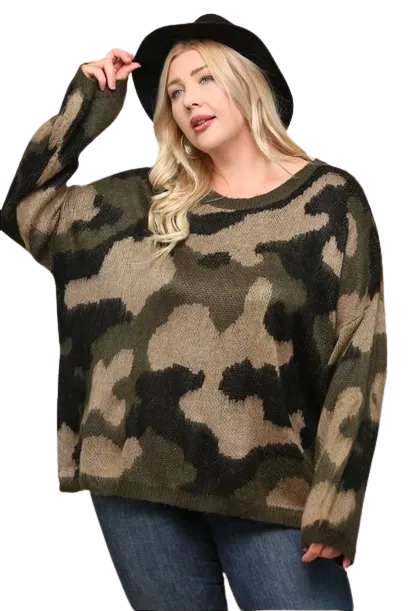 Curvy Camo Sweater